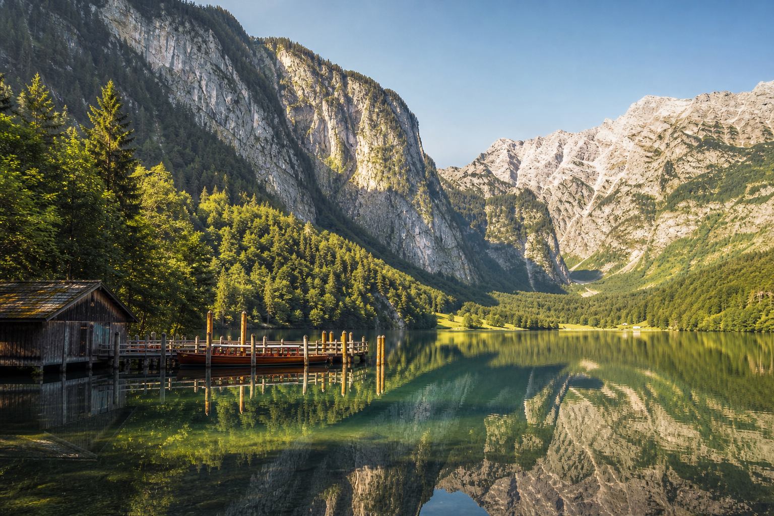 Bayerische Alpenlandschaft mit See und Bergsilhouette